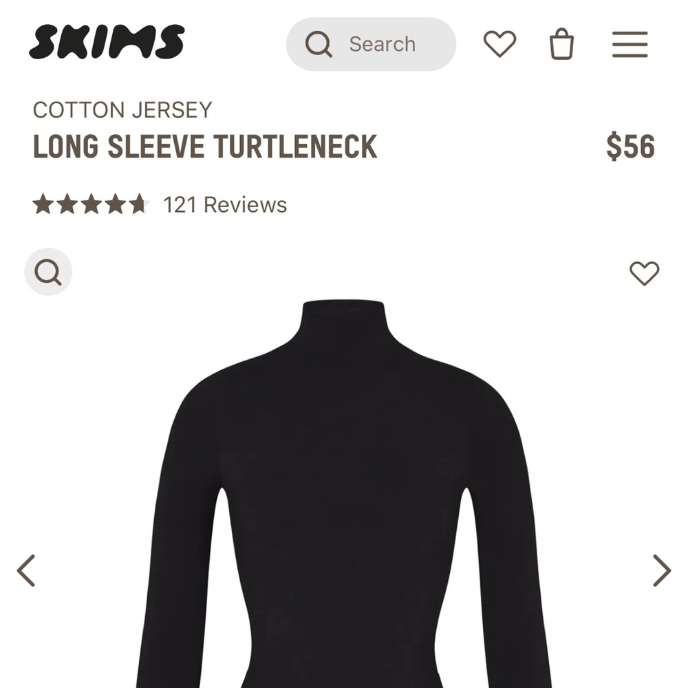 Skims cotton jersey turtle neck (onyx)